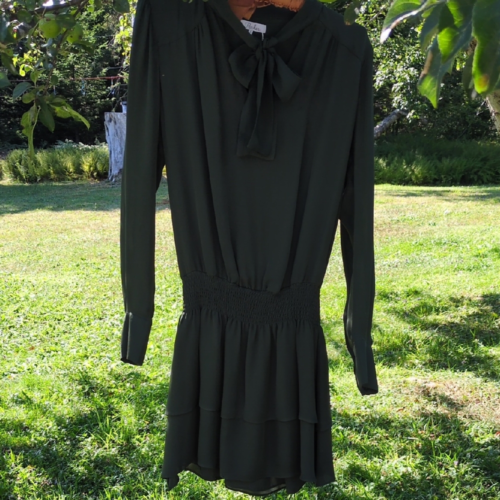 Parker Dark Green Long Sleeve Dress